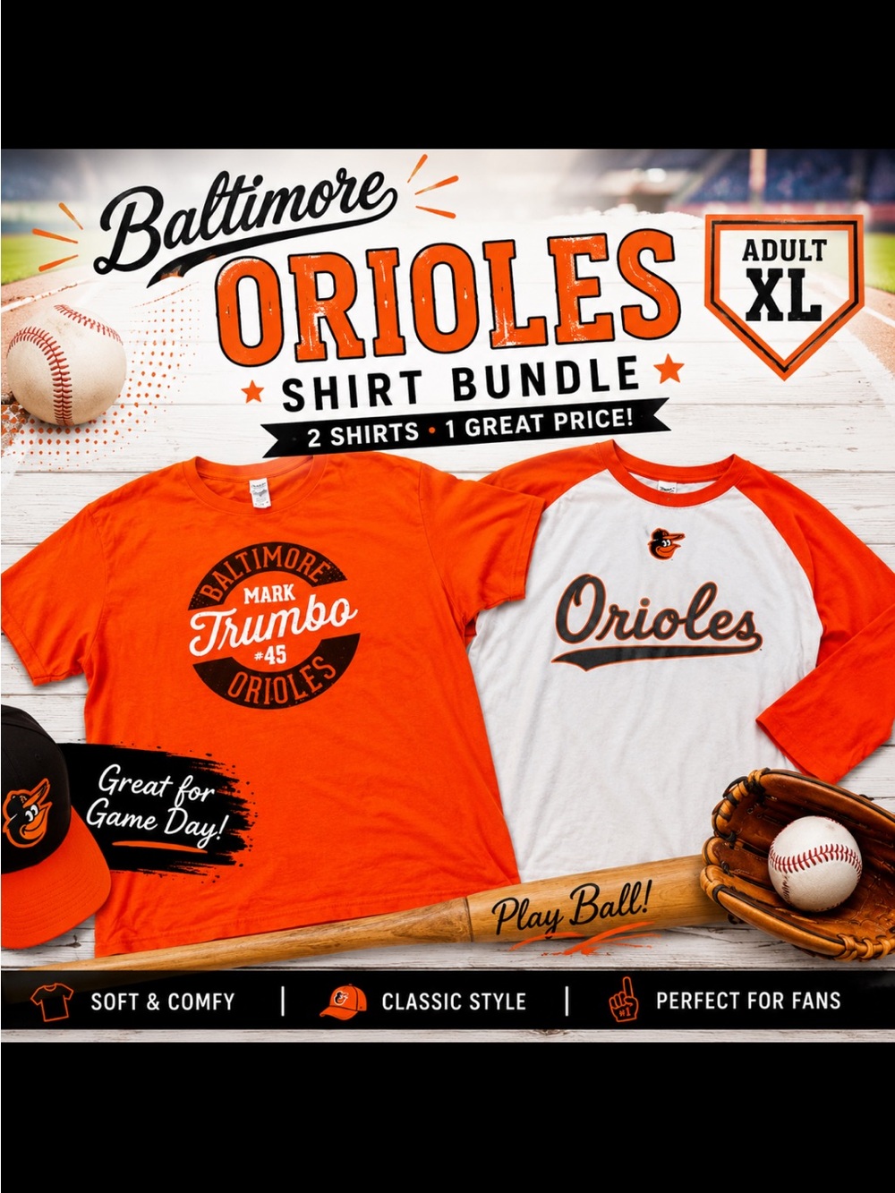 Baltimore Orioles Shirt Bundle - Orange & White Baseball Tees